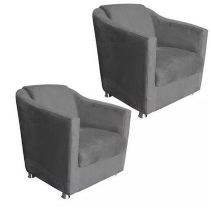 Imagem de Kit 2 Cadeira Decorativa Tila Sala Quarto Suede Cinza - Kimi Design