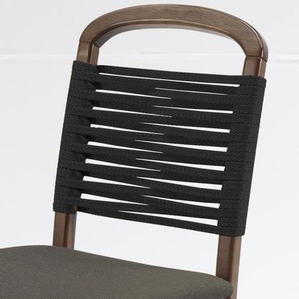 Imagem de Kit 2 Cadeira Decorativa Vinil Corda Nautica Preto Pes Madeira Pinhao Nacc