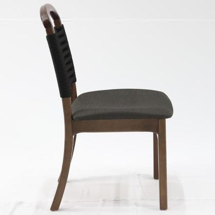 Imagem de Kit 2 Cadeira Decorativa Vinil Corda Nautica Preto Pes Madeira Pinhao Nacc