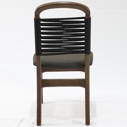 Imagem de Kit 2 Cadeira Decorativa Vinil Corda Nautica Preto Pes Madeira Pinhao Nacc