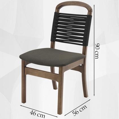 Imagem de Kit 2 Cadeira Decorativa Vinil Corda Nautica Preto Pes Madeira Pinhao Nacc