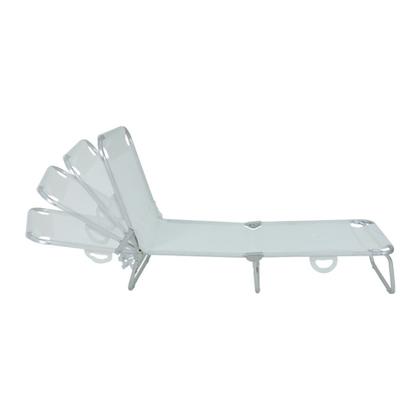 Imagem de Kit 2 Cadeira Espreguiçadeira 4 Posições Alumínio Reclinável Dobrável Praia Piscina  Belfix