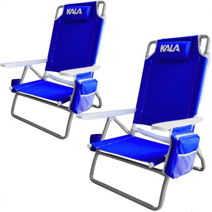 Imagem de Kit 2 Cadeira Praia Reclinável 5 Posições C/bolsa Térmica Até 136k