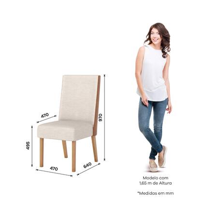 Imagem de Kit 2 Cadeiras Anne Linho/Corano Caramelo - Henn