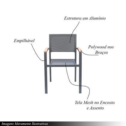 Imagem de Kit 2 Cadeiras Área Externa com Tela Mesh Mangue de Alumínio Grafite G56 - Gran Belo