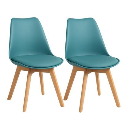 Imagem de Kit 2 Cadeiras Coloridas De Jantar Com Assento Estofado Cozinha Airbnb Saarinen Wood Cores Variadas
