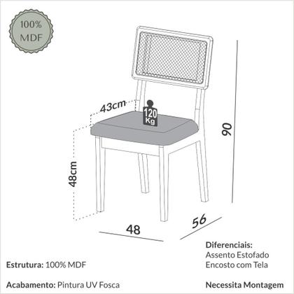 Imagem de Kit 2 Cadeiras com Assento Estofado Encosto em Tela 100% Mdf Freijó/Verde Dalla Costa