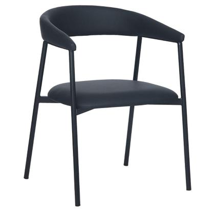 Imagem de Kit 2 Cadeiras com Braço Chamonix Olivia Fratini Estofado PU Preto Base Aço Carbono Preto