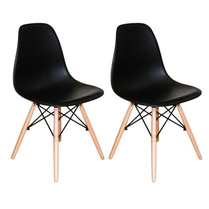 Imagem de Kit 2 Cadeiras Concha Charles Eames Eiffel Preto Madeira Preto 3 Meses