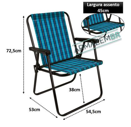 Imagem de Kit 2 Cadeiras De Área Varanda Lazer Jardim Piscina Camping Xadrez Aço Marine - 2052 Mor