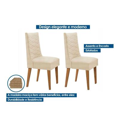 Imagem de Kit 2 Cadeiras de Cozinha Dafne 2 Un Madeira Capuccino/Linho Capuccino - Rufato
