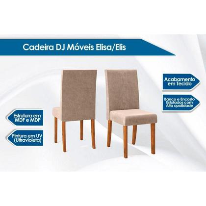 Imagem de Kit 2 Cadeiras de Cozinha Elis 2 Un Carvalho Nobre/Linho Saara - DJ Móveis