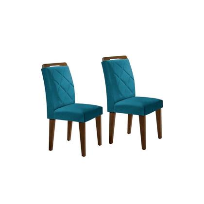 Imagem de Kit 2 Cadeiras de Cozinha Melissa 2 Un Madeira Capuccino/Linho Grafite - Rufato