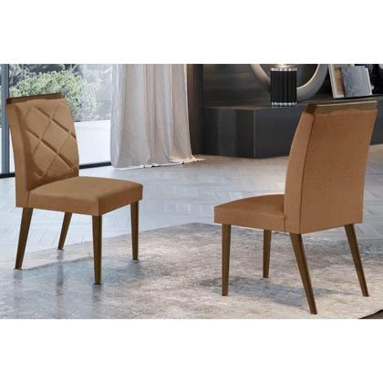 Imagem de Kit 2 Cadeiras de Cozinha Melissa 2 Un Madeira Capuccino/Linho Grafite - Rufato