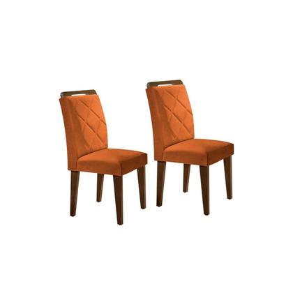 Imagem de Kit 2 Cadeiras de Cozinha Melissa 2 Un Madeira Capuccino/Linho Grafite - Rufato