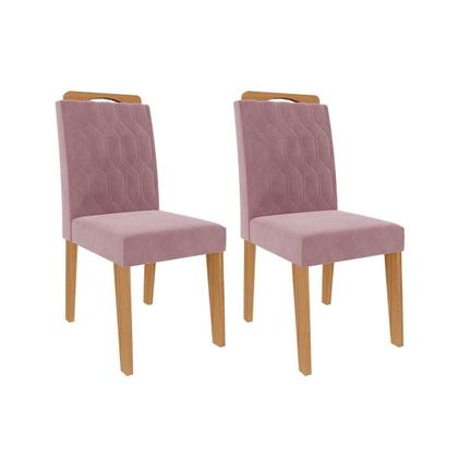 Imagem de Kit 2 Cadeiras de Cozinha Paola Wood 2 Un Savana-Madeirado/Suede Nude Bege - Cimol