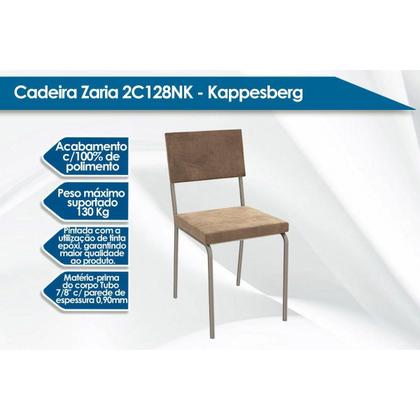 Imagem de Kit 2 Cadeiras de Cozinha Zaria 2C128 Aço 2 Uni Niquel/Suede Cinza - Kappesberg