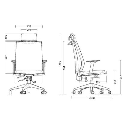 Imagem de Kit 2 Cadeiras De Escritório Apoio De Cabeça Addit F2