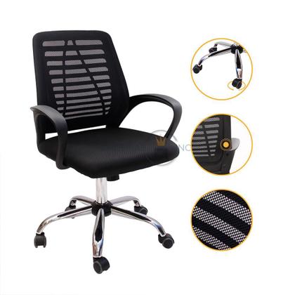 Imagem de Kit 2 Cadeiras De Escritório Diretor Tela Mesh Simples Com Sistema Relax Giratória Ribs Preta