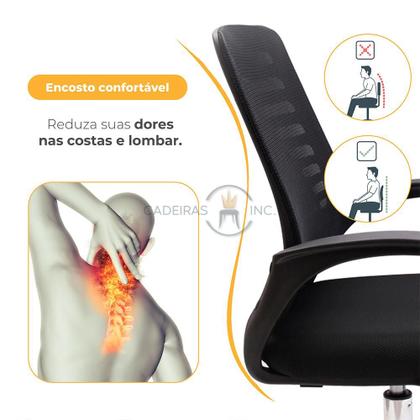 Imagem de Kit 2 Cadeiras De Escritório Diretor Tela Mesh Simples Com Sistema Relax Giratória Ribs Preta