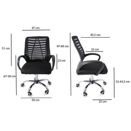 Imagem de Kit 2 Cadeiras de Escritório Esteirinha Mesh Ergonômica - Preto