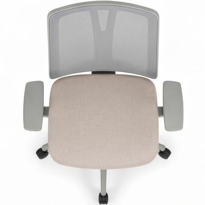 Imagem de Kit 2 Cadeiras de Escritório Giratória Diretor Flow F02 Base Cinza Linho Bege Claro - Lyam Decor
