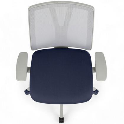Imagem de Kit 2 Cadeiras de Escritório Giratória Diretor Flow F02 Base Cinza Sintético Azul - Lyam Decor
