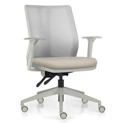 Imagem de Kit 2 Cadeiras De Escritório Giratória Diretor Flow F02 Base Cinza Sintético Bege - Lyam Decor