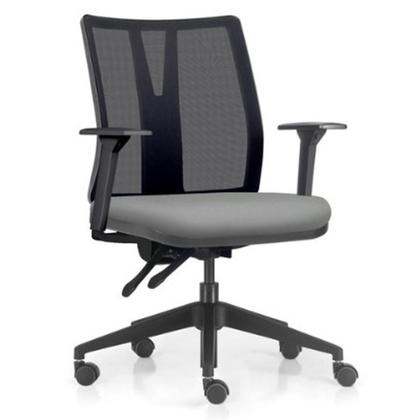 Imagem de Kit 2 Cadeiras De Escritório Giratória Diretor Flow F02 Base Preta Sintético Cinza - Lyam Decor