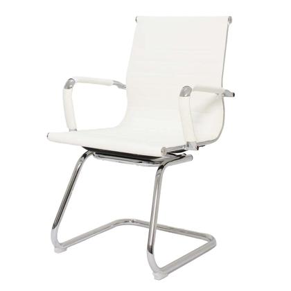 Imagem de Kit 2 Cadeiras De Escritório Interlocutor Fixa Baixa Stripes Esteirinha Charles Eames Eiffel Branca