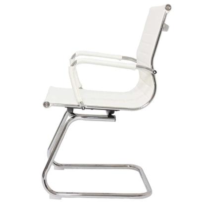 Imagem de Kit 2 Cadeiras De Escritório Interlocutor Fixa Baixa Stripes Esteirinha Charles Eames Eiffel Branca