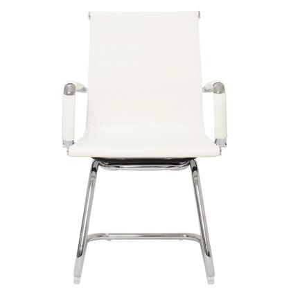 Imagem de Kit 2 Cadeiras De Escritório Interlocutor Fixa Baixa Stripes Esteirinha Charles Eames Eiffel Branca