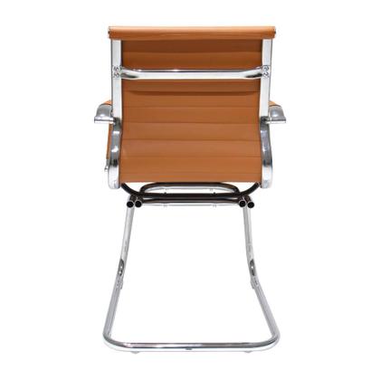 Imagem de Kit 2 Cadeiras De Escritório Interlocutor Fixa Stripes Esteirinha Charles Eames Eiffel Caramelo