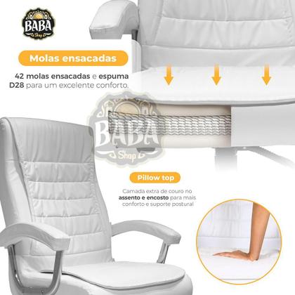 Imagem de Kit 2 Cadeiras de Escritório Presidente Big Molas Ensacadas Branca