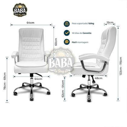 Imagem de Kit 2 Cadeiras de Escritório Presidente Big Molas Ensacadas Branca