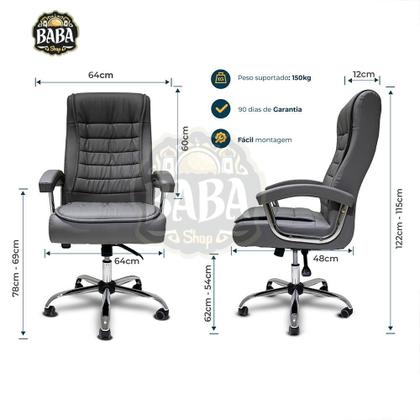 Imagem de Kit 2 Cadeiras de Escritório Presidente Big Molas Ensacadas Cinza
