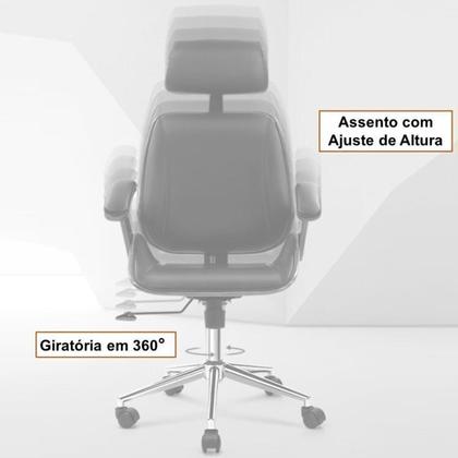 Imagem de Kit 2 Cadeiras de Escritório Presidente Giratória com Apoia Cabeça Office Lisboa
