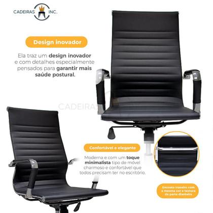 Imagem de Kit 2 Cadeiras De Escritório Presidente Stripes Esteirinha Com Relax Home Office Preta