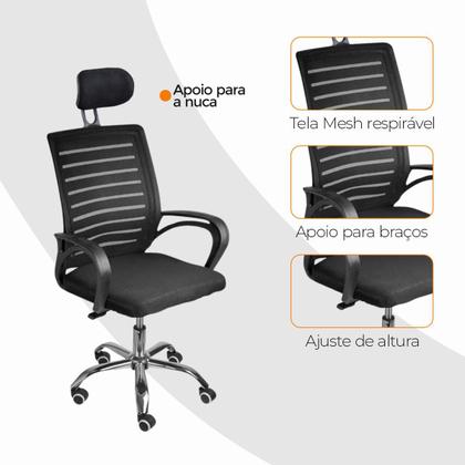 Imagem de Kit 2 Cadeiras de Escritório Secretaria Diretor Roma Ergonômica com apoio de Nuca