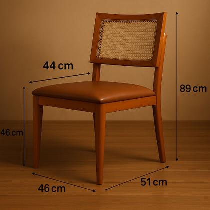 Imagem de Kit 2 Cadeiras de Jantar Madeira Maciça Estofadas Couro com Tela Sextavada Premiere