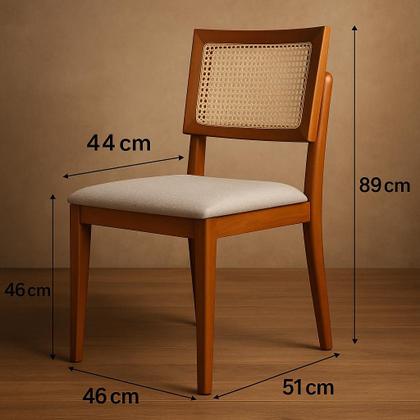 Imagem de Kit 2 Cadeiras de Jantar Madeira Maciça Estofadas Linho Bege com Tela Sextavada Premiere