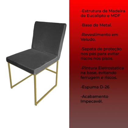 Kit 2 Cadeiras De Jantar Mavie Base Gold Estofada Veludo - ANIFER LOJA Imagem de Kit 2 Cadeiras De Jantar Mavie Base Gold Estofada Veludo