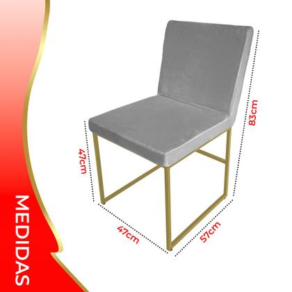 Kit 2 Cadeiras De Jantar Mavie Base Gold Estofada Veludo - ANIFER LOJA Imagem de Kit 2 Cadeiras De Jantar Mavie Base Gold Estofada Veludo
