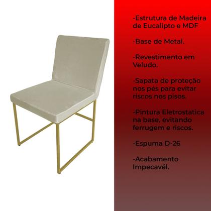 Kit 2 Cadeiras De Jantar Mavie Base Gold Estofada Veludo - ANIFER LOJA Imagem de Kit 2 Cadeiras De Jantar Mavie Base Gold Estofada Veludo