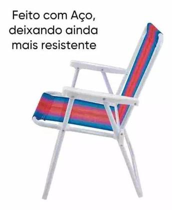 Imagem de Kit 2 Cadeiras de Praia Piscina Espreguiçadeira Caming Alumínio Alta Verão Mor