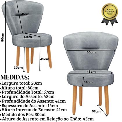 Imagem de Kit 2 Cadeiras Decorativa para Penteadeira Maquiagem Sala de Jantar Camarim Confortável Resistente Pés palito