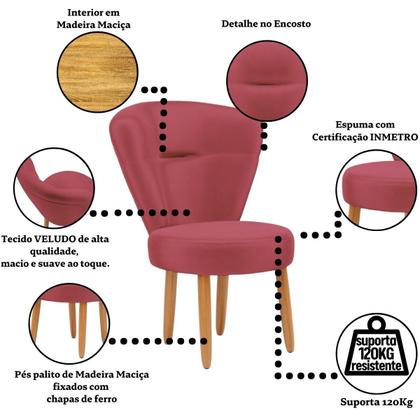 Imagem de Kit 2 Cadeiras Decorativa para Penteadeira Maquiagem Sala de Jantar Camarim Confortável Resistente Pés palito