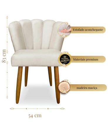 Imagem de Kit 2 Cadeiras Decorativas Pétala Para Mesa de Jantar, Cadeira para Penteadeira e Salão De Beleza