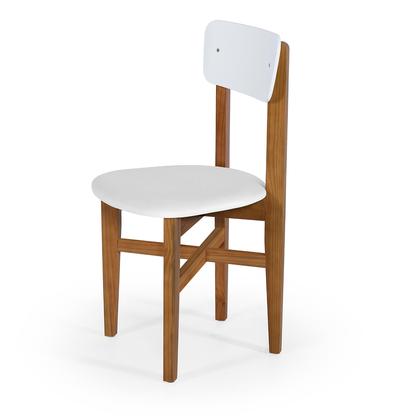 Imagem de Kit 2 Cadeiras Elisa Assento Estofado Base em Madeira Maciça para Sala de Jantar Offwhite