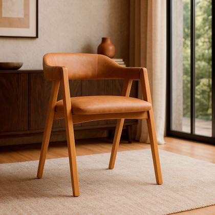 Imagem de Kit 2 Cadeiras Escandinavas Malaga Ergonomica Organica Madeira Maciça Sala de Jantar Estar Escritório Espera